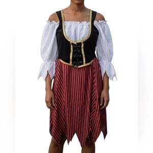 Rubie's Black & Red Striped Pirate Maiden Wench Renaissance Dress XL